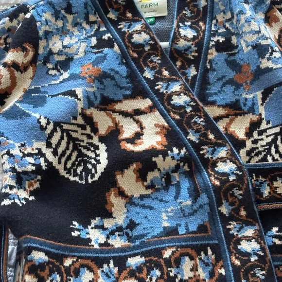 Blue Floral Wrap-Style Women's Sweater - Picture 3 of 5